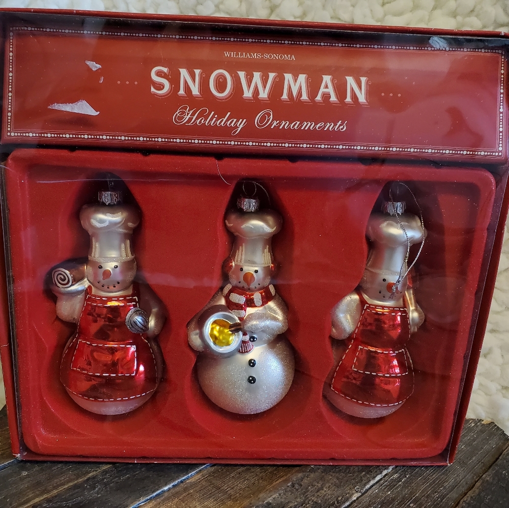 WILLIAMS SONOMA SNOWMAN HOLIDAY ORNAMENTS